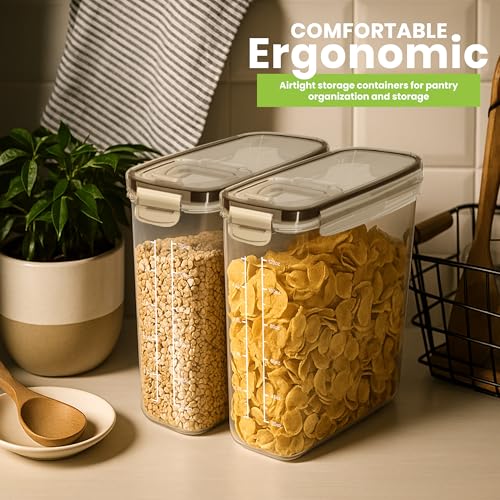Cereal Containers Storage Set with Lids (Clear / 4 Liter (Pack of 3))