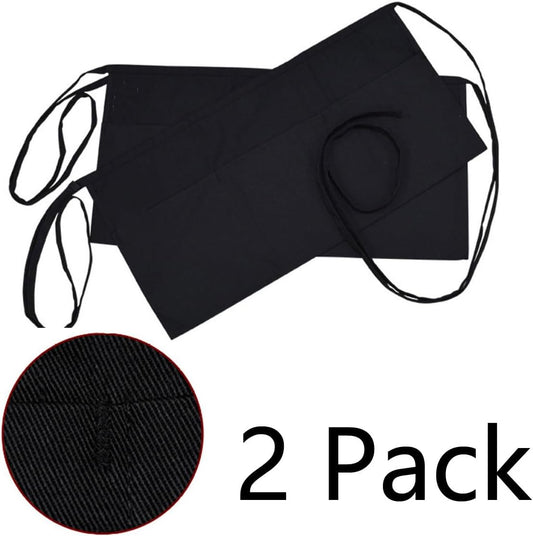 Bringsine 2 Pack Bib Chef - Unisex Aprons with 3 Pockets,Machine Washable for Men and Women,Kitchen Resistant Cooking BBQ Aprons Bulk(Black)