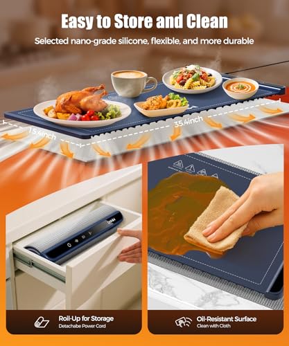 Warming Mat for Food (Dark Blue / 36x15 Inch)
