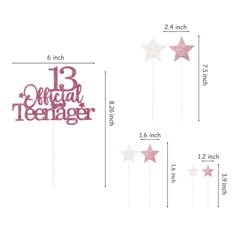 Rose Gold 13th Birthday Cake Topper (7 Count)