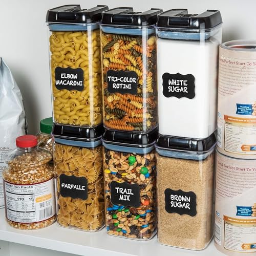 6 PC 1.2L Airtight Food Storage Containers with Lids BPA Free Plastic (Black)