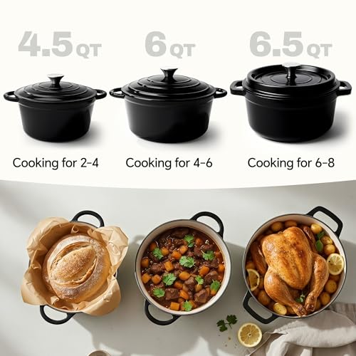 4.5 Quart Dutch Oven Pot with Lid (4.5 QT / Black)