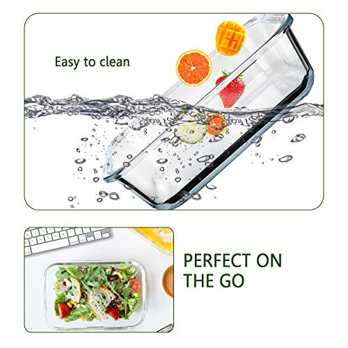 8 Pack 30 oz Glass Food Storage Containers with Lids (Gray)