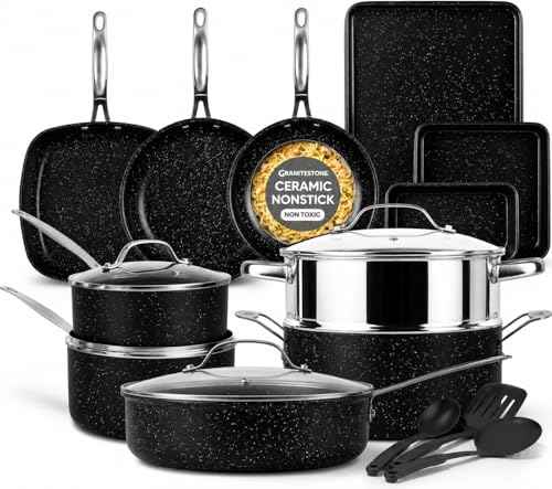 Ceraluxe 20Pc Pots and Pans Set Non Stick Ceramic Cookware Set (20 Count)