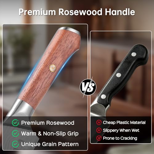 5 PCS Japanese Kitchen Knife Set with Ergonomic Rosewood Handle (5 Count)