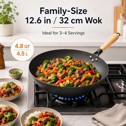 12.6" Carbon Steel Wok Pan (12.61 inch)