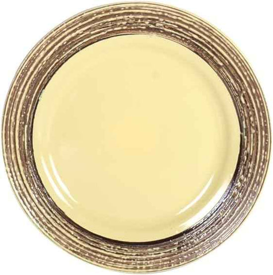 48 Piece Dinnerware Set, Ceramic Plates and Bowls Sets for 8, Microwave and Dishwasher Safe, Handcrafted Tree Bark Series Dish Set, Bamboo