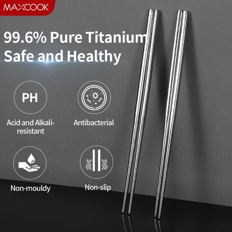 Pure Titanium Chopsticks,Reusable Chop sticks, Dishwasher safe Japanese Korean Camping Chopsticks, Lightweight Travel Chop Sticks (2 Pairs)