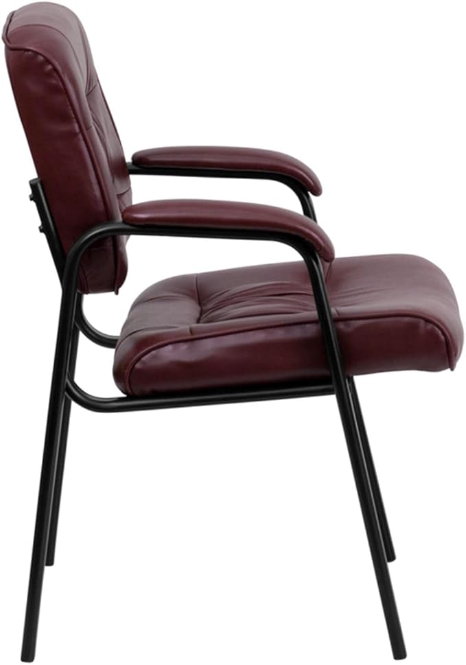 Flash Furniture Haeger LeatherSoft Tufted Executive Reception Chair with Padded Armrests, Upholstered Side Chair for Living Room or Office, Burgundy