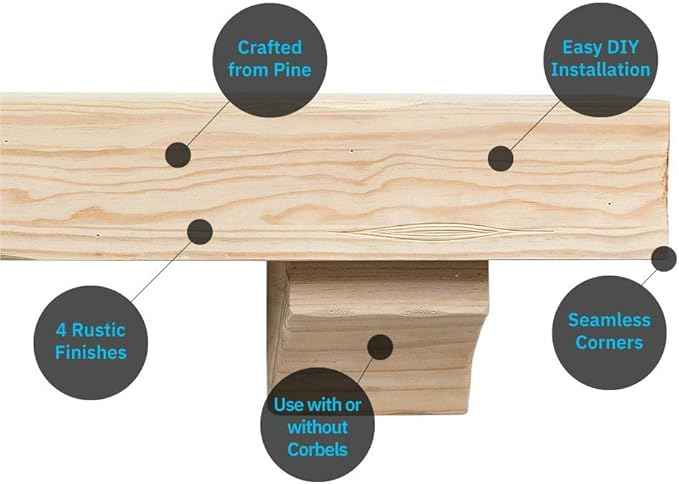 MANTELSDIRECT Breckenridge 72” Fireplace Mantel Shelf with Corbels – Rustic Floating Mantel Shelf for Over Fireplace – Unfinished - Wood Shelf for Wall – Pine Box Construction
