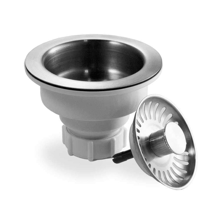 190-9300 - 3-1/2 Inch Stainless Steel Deep Cup Kitchen Sink Basket Strainer, Durable Food Catcher Stopper for Metal Kitchen Sink, Ideal for Filtering Waste and Preventing Clogs