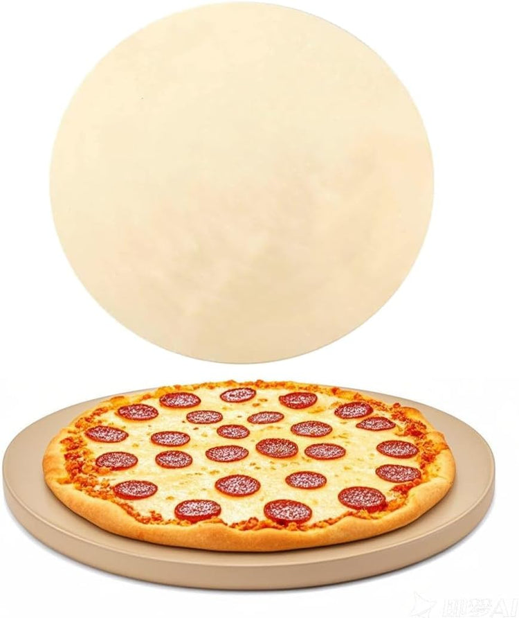 15" Round Baking Stone for Grill Oven, Heavy Duty Cordierite Bread Cooking Pan, Thermal Shock Resistant, Ideal for Making Crisp Crust Pizza