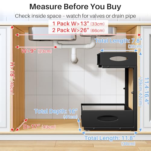 Under Sink Organizer (Black / 1-Pack)
