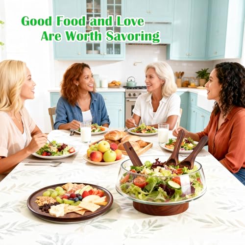 Extra Large Glass Salad Bowl with Lid Set