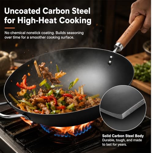 Carbon Steel Wok with Lid (12.59")