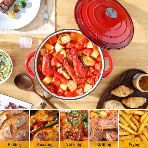 7.5 QT Enameled Cast Iron Dutch Oven Pot with Lid