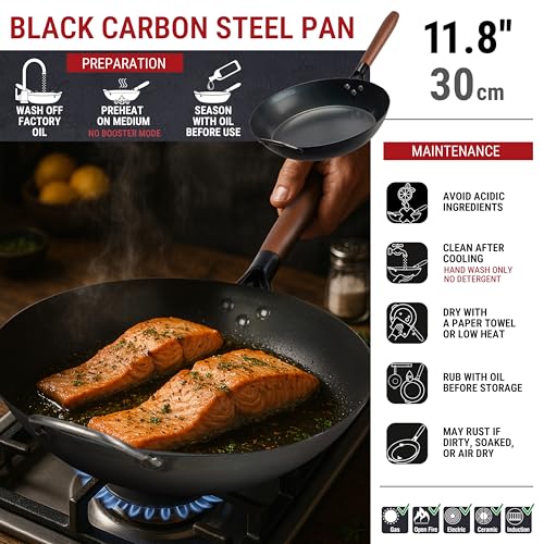 11.8" Pre Seasoned Carbon Steel Frying Pan (11.8 inches)