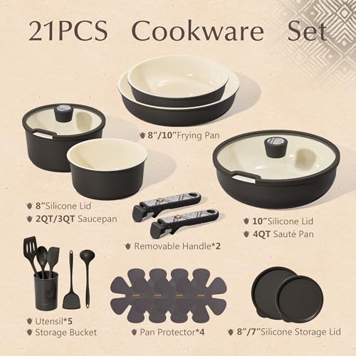 21pcs Ceramic Cookware Set