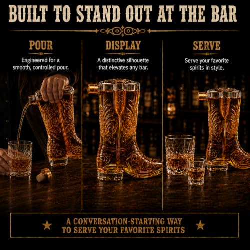 Western Cowboy Boot Whiskey Decanter 27oz
