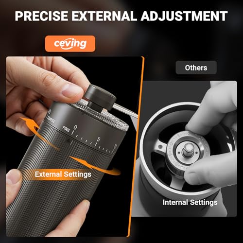 Mini Manual Coffee Grinder With 40 Adjustable Settings (M04 Carbon Black / Ceramic Burr)