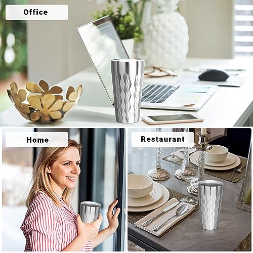 Stainless Steel Drinking Glasses (fire diamond-patterned / 19oz,12pcs)