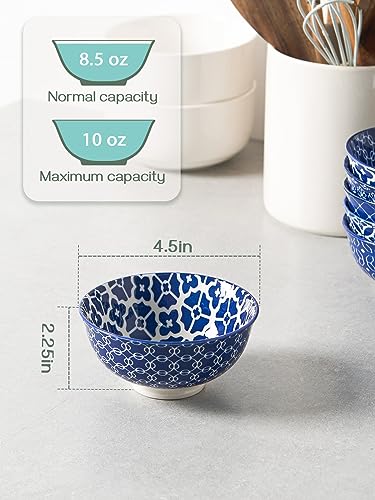 Small Dessert Bowls Set of 6 (Vintage Blue / 10 OZ)