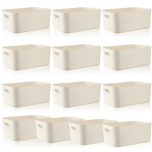 Plastic Storage Bins 10 Pcs White Pantry Organizer Bins Small Baskets Storage Containers for Home Kitchen (10 Count)