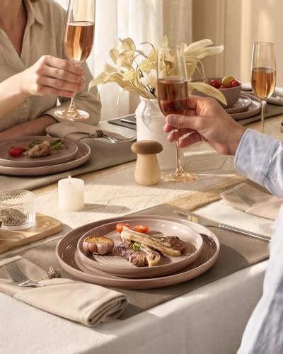 Stoneware Dinnerware Sets for 8 (Cinnamon Brown)