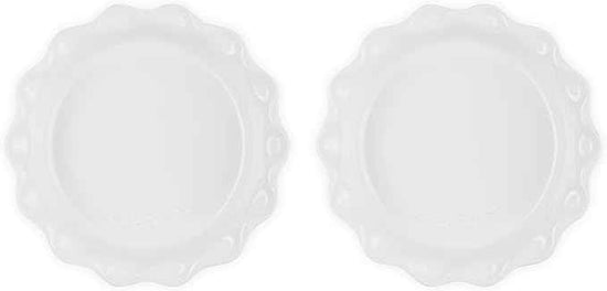 Le Creuset Stoneware Set of 2 Heritage Fluted Pie Dish, 9", White