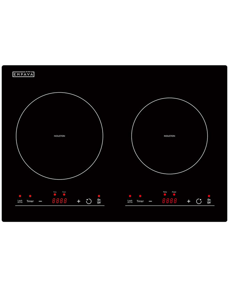 Electric Stove Induction Cooktop Horizontal with 2 Burners in Black Vitro Ceramic Smooth Surface Glass 120V