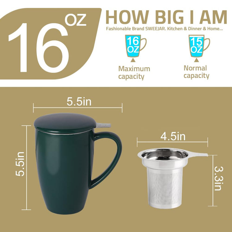 Sweejar Porcelain Tea Infuser Mug with Lid