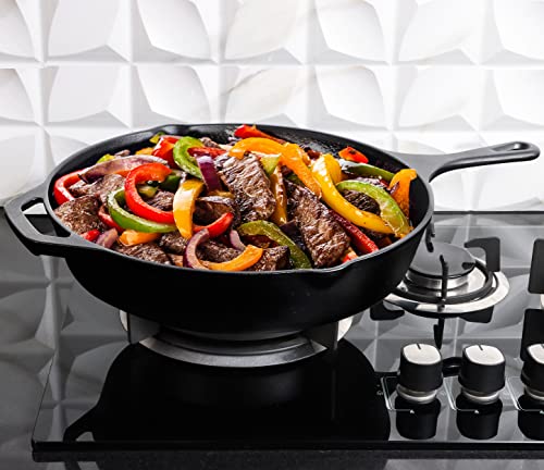 Cast Iron Skillet 12 Inch Pre (Black / 12 Inch (Pack of 1))