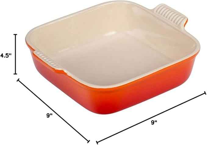 Le Creuset Stoneware Heritage Square Dish, 3 qt. (9"), Flame