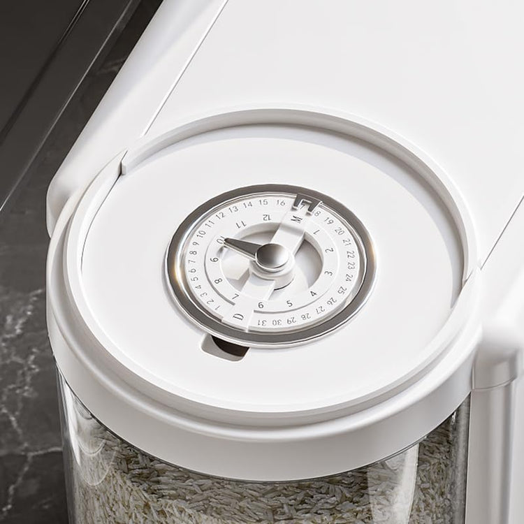 25 Lbs Rice Container with Measuring Cup, Upgraded Built-in Fresh Box, Cereal Dispenser Storage with Lids for Home Kitchen Pantry Rice Soybean Corn And large grain grains-White