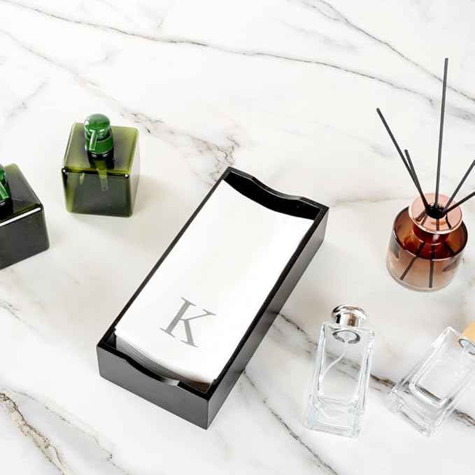 Luxenap 15.8 X 7.9 Inch Linen-Feel Guest Towels, 2000 Lettered Hand Towels - Silver Letter 'K', Sans Serif Font, White Paper Dinner Napkins, airlaid, For Restrooms And Tables - Restaurantware