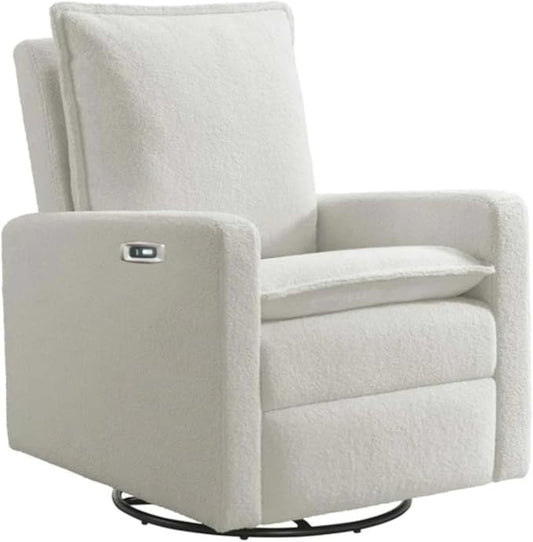 Oxford Baby Uptown Power Recliner/Glider, Boucle White