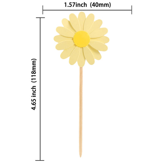 24Pcs Daisy Cupcake Toppers Daisy Flower Party Picks Spring Daisy Toothpicks Chrysanthemum Food Picks Girls Baby Shower Birthday Wedding Party Decorations Yellow (24 Count)