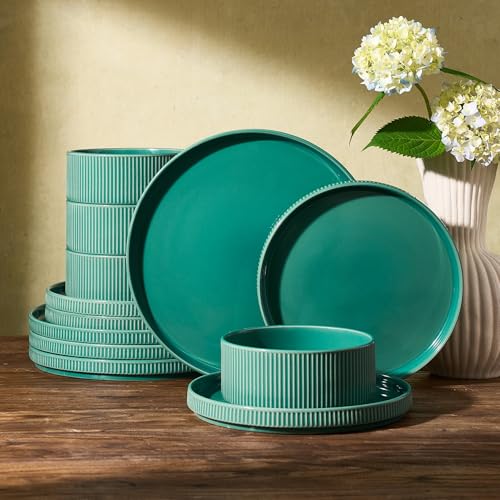 Ceramic Plates and Bowls Set (12 Count)