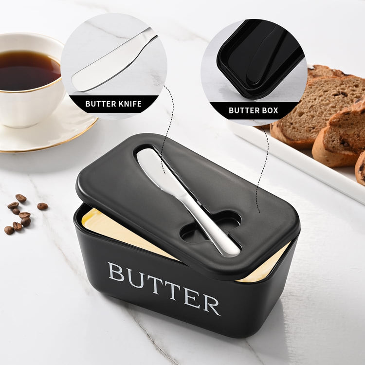Large Plastic Butter Dish With Lid And Knife