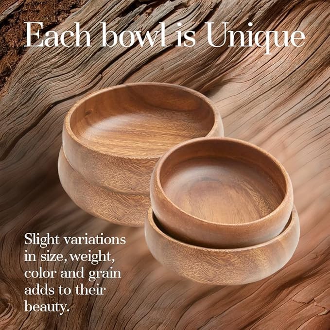 Woodard & Charles Acacia Wood Snack Serving Bowl (6" x 2" Pack of 24)