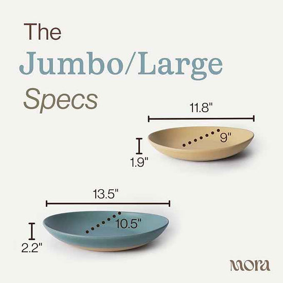 MORA Jumbo and Large Serving Dishes Set of 2, 13 inch and 12 inch Ceramic Pottery Oval Platters - Microwave, Oven and Dishwasher Safe - Iris & Merrigold