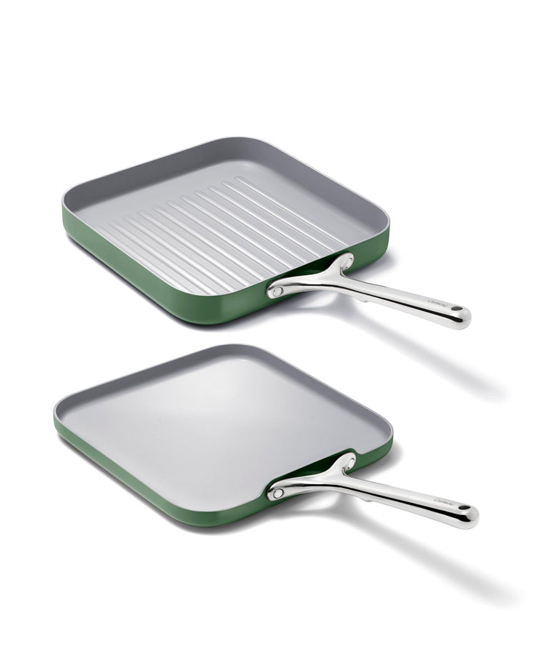 11" Non Stick Square Griddle Pan and Grill Pan Duo (2 Count)