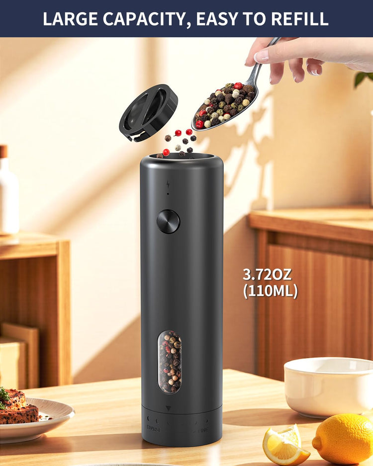 Rechargeable Electric Salt and Pepper Grinder Set with Charging Base (2 Count)