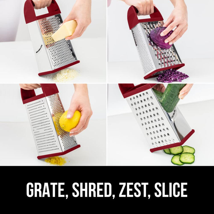 XL 4 Sided Stainless Steel Cheese Grater With Measurement Container