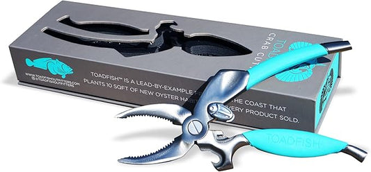 Toadfish Crab Leg Cracker Tool - Seafood Shell Cracking Tool - Stainless Steel Serrated Cutter - Ergonomic Non-Slip Grip - Built-In Bottle Opener Outfitters