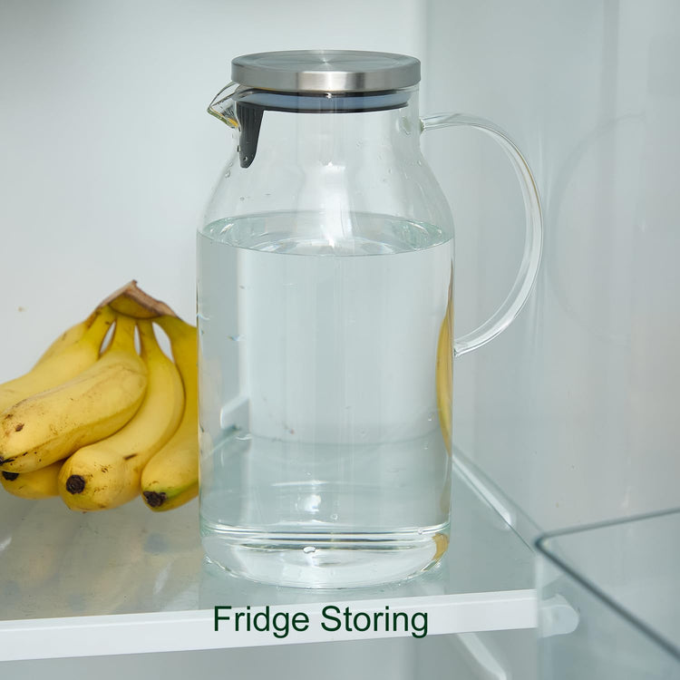 95Oz Handmade Glass Pitcher with Handle Lid