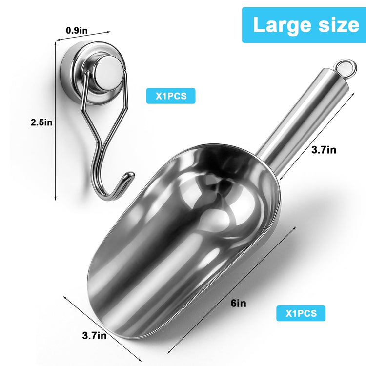 Stainless Steel Ice Scoop for Freezer with Magnetic Hook