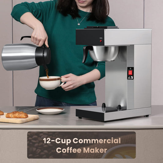 12 Cup Commercial Coffee Maker with 74oz Thermal Carafe
