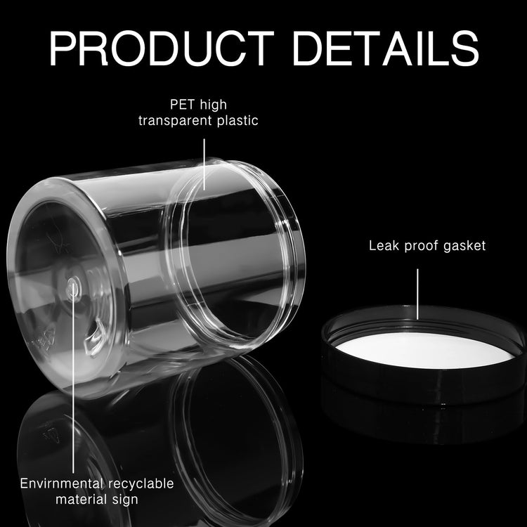 6 Pack 5 oz Plastic Jars Containers with Lids Wide (6 Count)