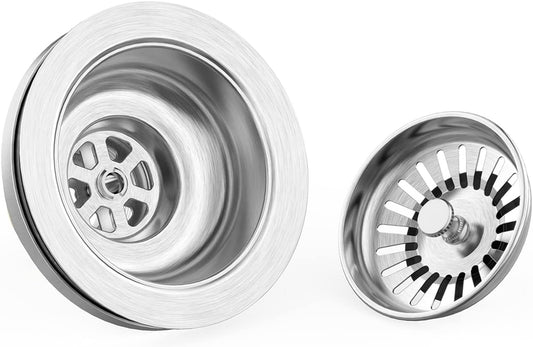 KONE Sink Drain Assembly, Kitchen Sink Drain Strainer Kit with Removable Strainer Basket Stopper, Universal fit USA Home/Commercial 3-1/2 Inch Standard Sink Drain Hole (Stainless Steel)